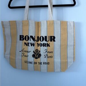 Sezane Bonjour New York Tote Bag - Yellow and White